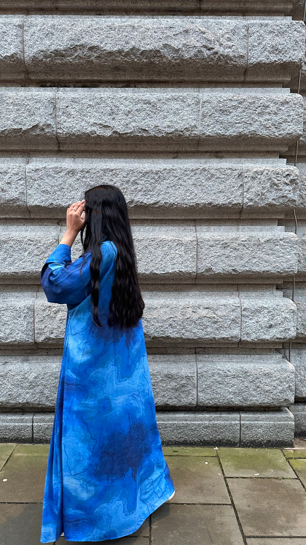 Ocean Blue Marble Abaya with matching hijab