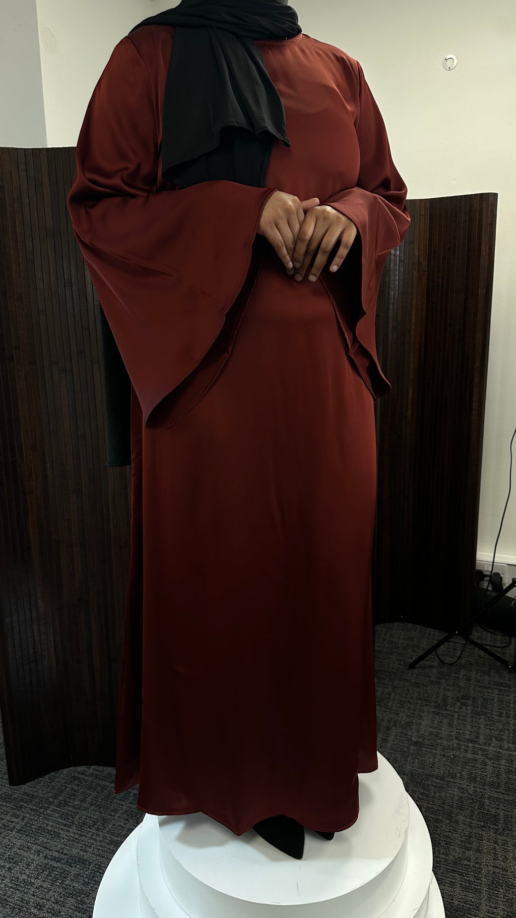 Maroon Red Long Sleeve Maxi Dress