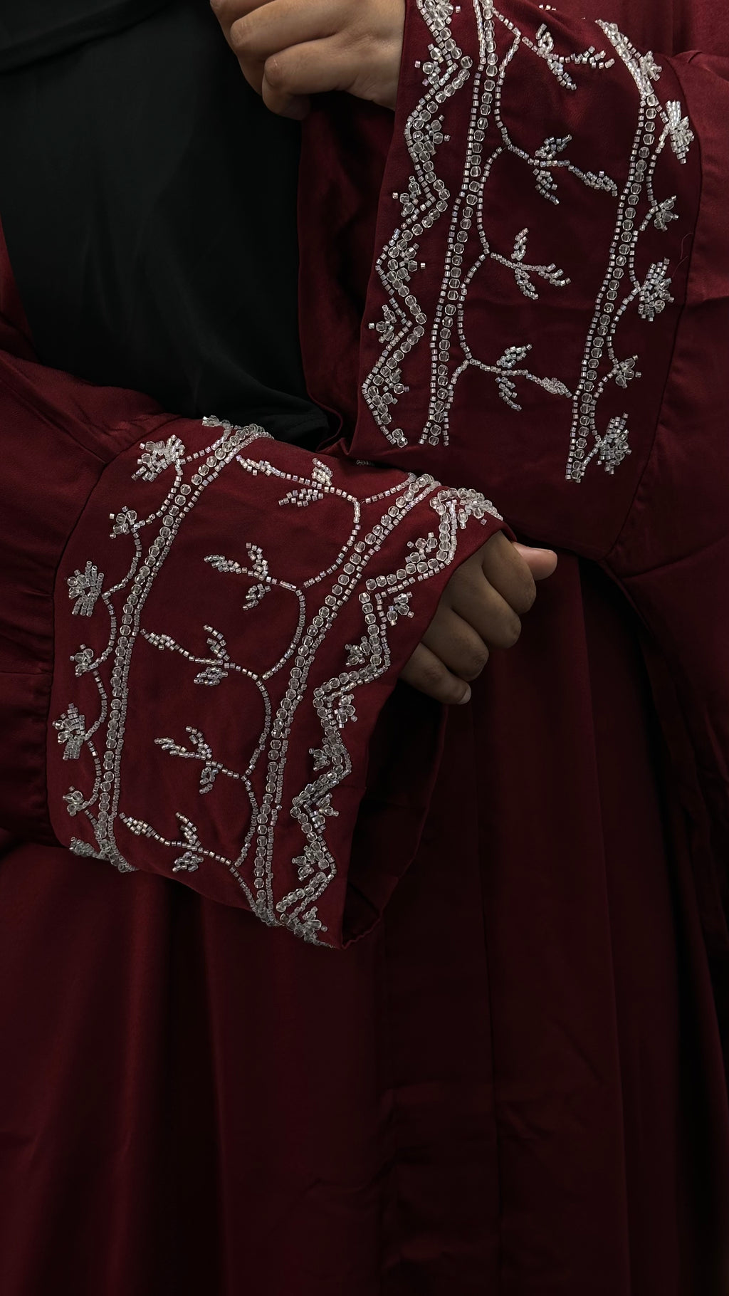 Maroon Red Classic Open Abaya
