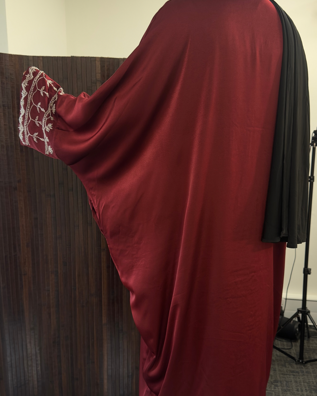 Maroon Red Classic Open Abaya