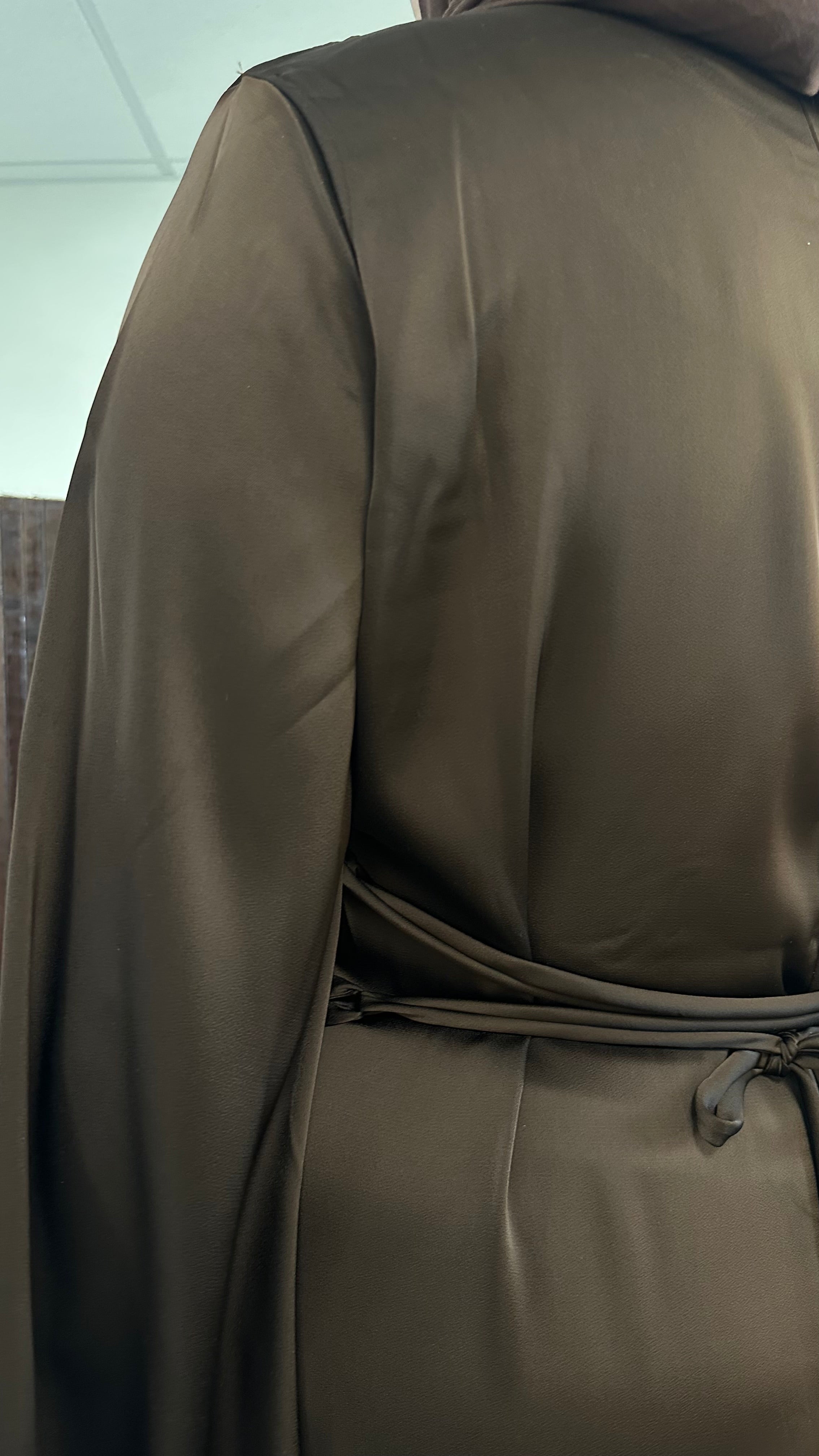 Coffee Brown Long Sleeve Maxi Dress