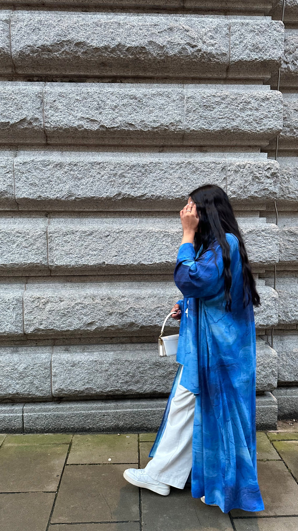 Ocean Blue Marble Abaya with matching hijab