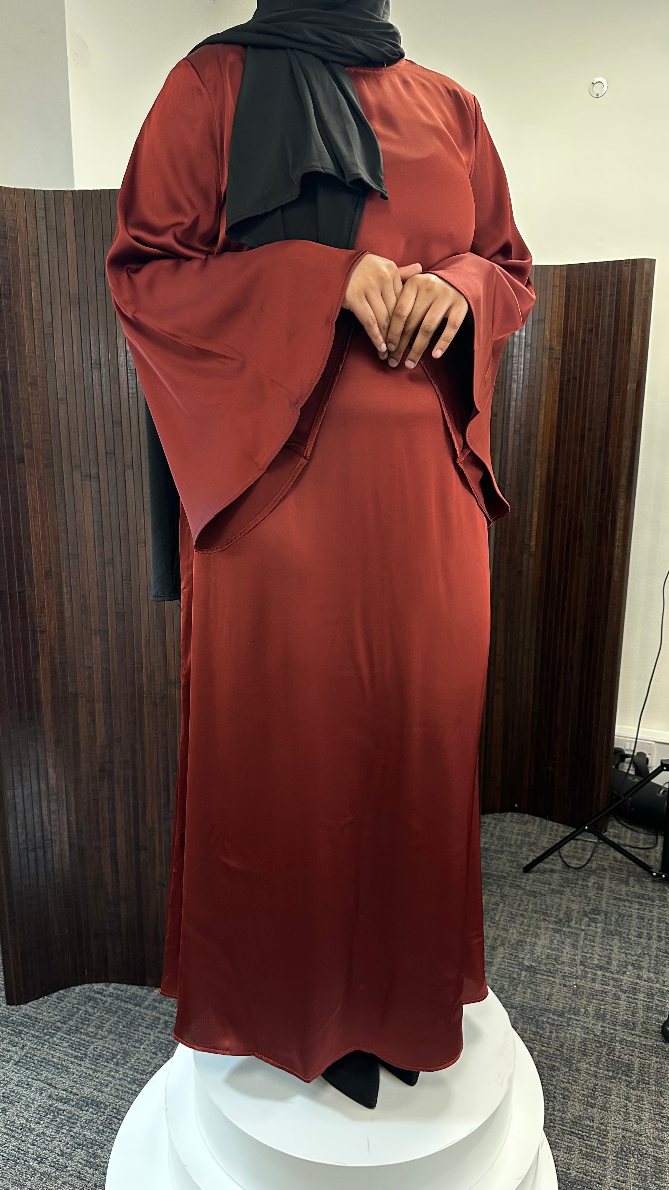 Maroon Red Long Sleeve Maxi Dress