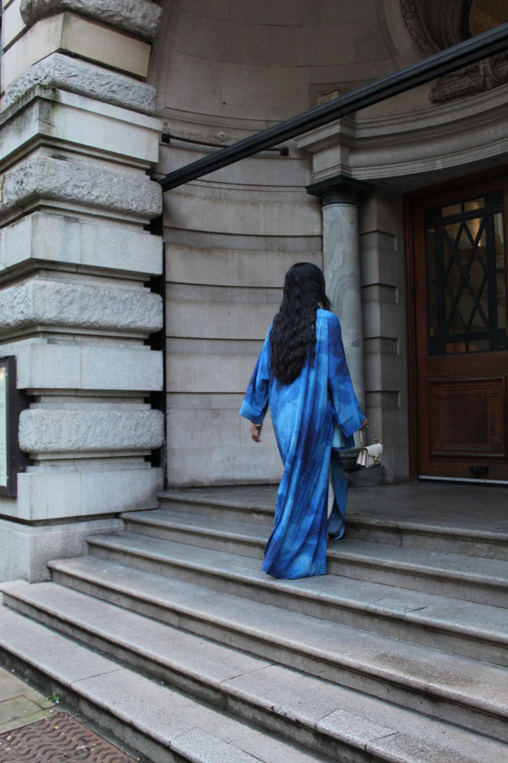 Ocean Blue Marble Abaya with matching hijab