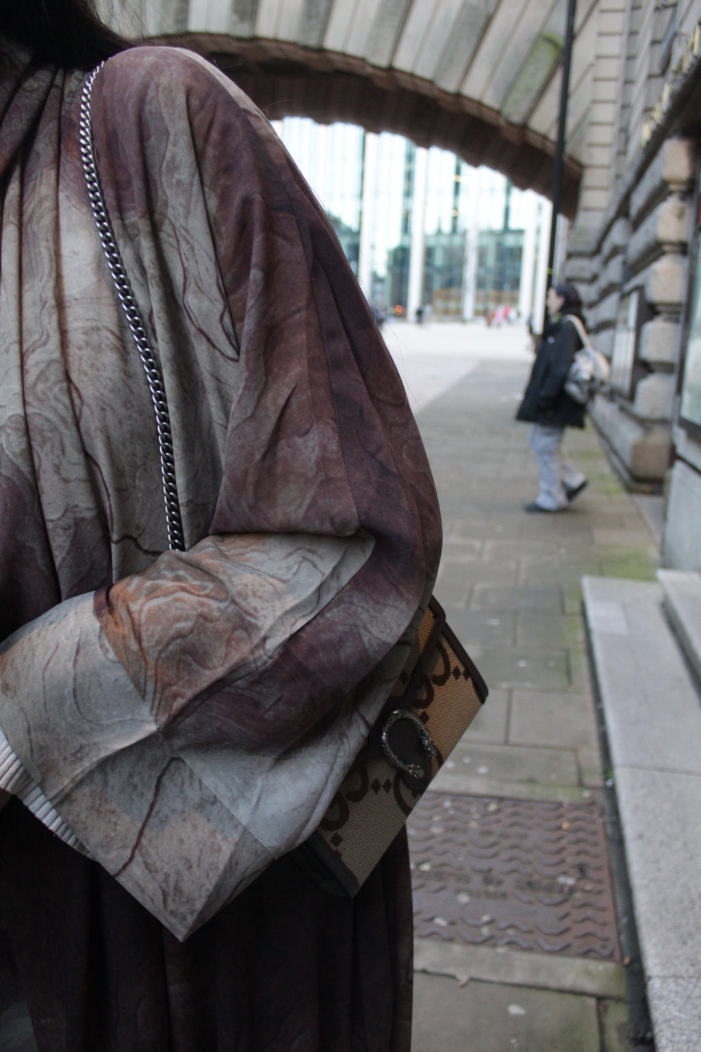 Ash Brown Marble Abaya with matching hijab